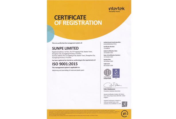 ISO 9001:2015 Certification of SuNPe