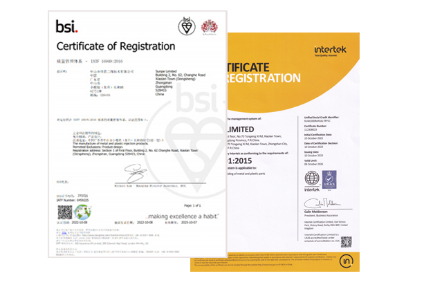 SuNPe is ISO 9001 & IATF 16949 certificated